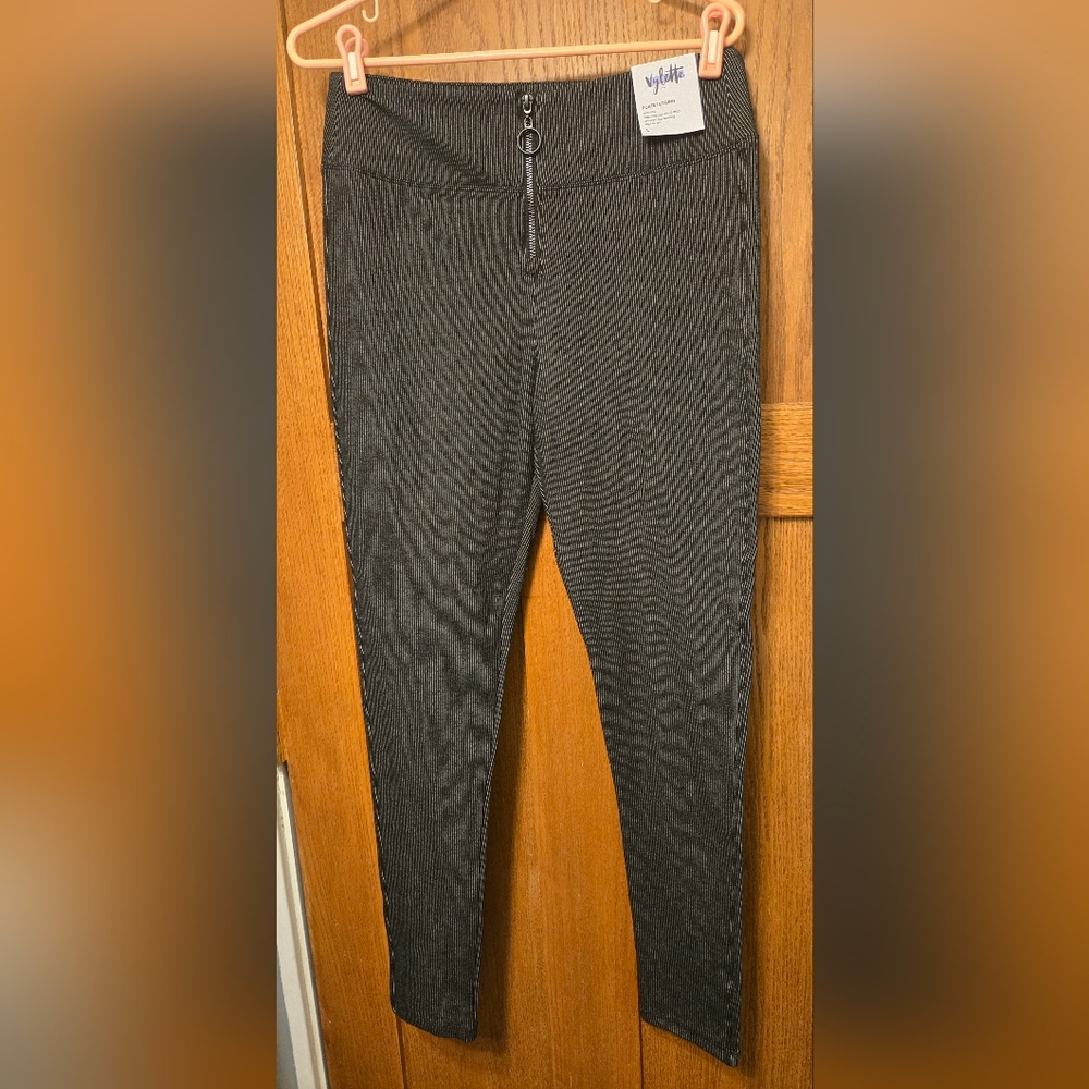 Stylish Black and White Ponte Leggings Size L